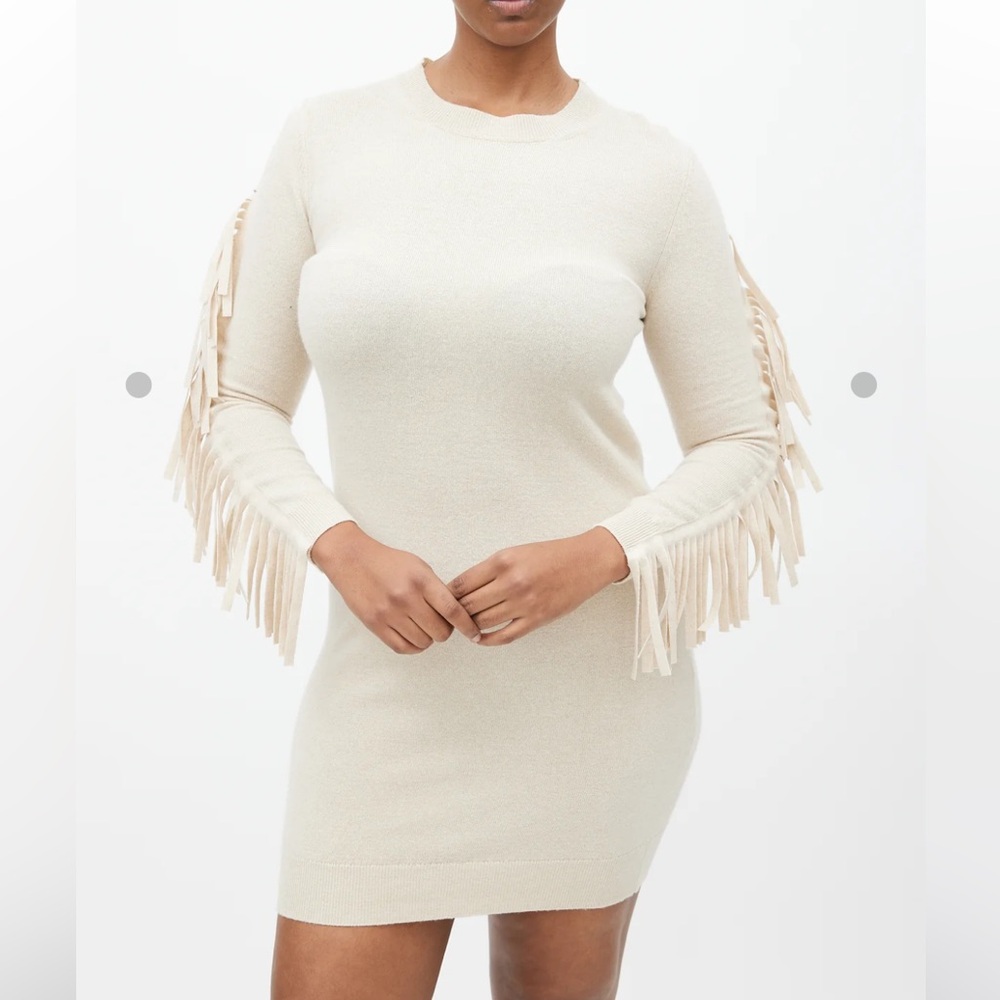 MM6 Tan sweater dress with fringe